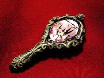 Antique Gothic/Medieval Cracked Hand Mirror Pendant