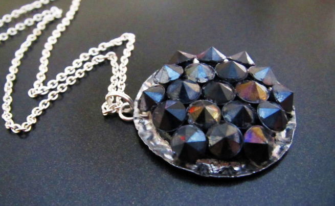 "Studded" Rhinestone Bottlecap Pendant