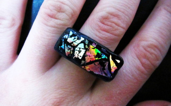 Iridescent Cd Modern Clay Ring