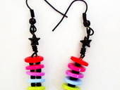 Rainbow Button Earrings