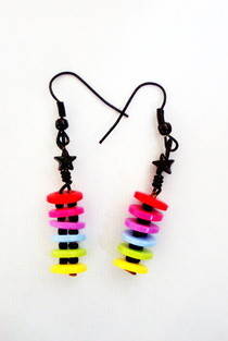 Rainbow Button Earrings