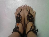 Brown Flower Design Barefoot Crochet :)