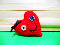 Happy Heart Crocheted Pin