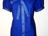 Bow Tie Blouse W/ Denim Accents