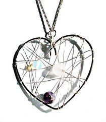 Wire Wrapped Heart With Healing Crystals