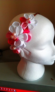 Pink And White Kanzashi Flowers