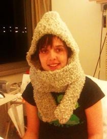 Even I Can Do It Crocheted Hooded Scarf