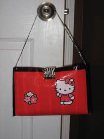 Hello Kitty ..Duct Tape Handbag 6" Tall..10" Wide And 4" Deep :)