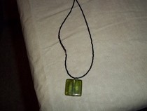 Green Glass Square Necklace