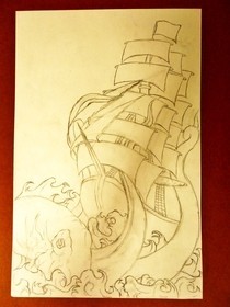 Octopus And Pirate Ship Tattoo Design
