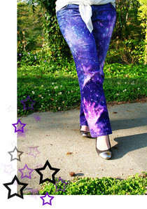 Dyed & Bleached Galaxy Print Jeans
