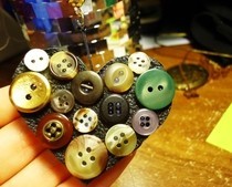 'Vintage' Leather & Button Pendant Necklace 