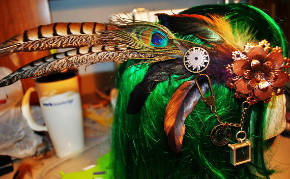 Steampunk Feather Hairpiece