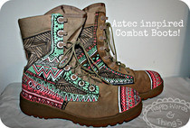 Aztec Inspired Painted Combat Boots!