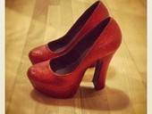 Ruby Red Platform Heels