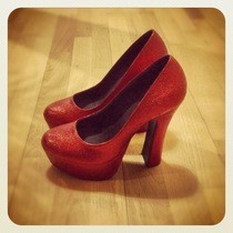 Ruby Red Platform Heels