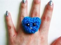 Blue Bunny Crochet Statement Ring