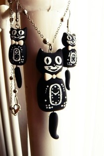 Kit Cat Clock Inspired Jewellery Set