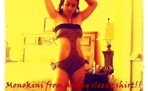 Diy: Upcycle Monokini From A Long Sleeve Shirt!!