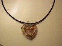Striped Glass Heart Necklace