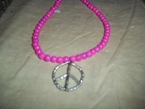 Pink And Silver Peace Necklace
