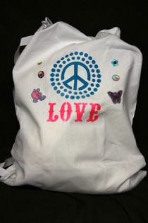 Spray Painted "Peace & Love" Laundry Bag