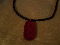 Patterned Red Pendant Necklace
