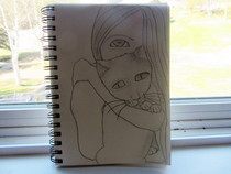 Kitten And Girl Drawing
