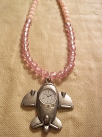 Plane Clock Necklace