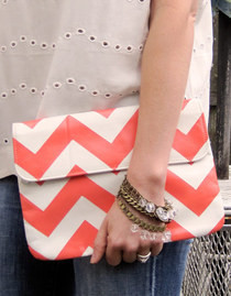 Chevron Stripe Painted Clutch