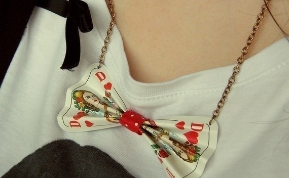 Playing Card Bow Necklace