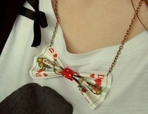 Playing Card Bow Necklace