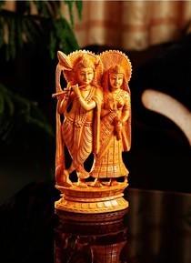 Adorably Carved Radha And Krishna
