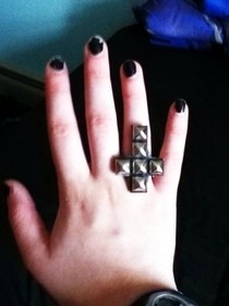Studded Cross Ring