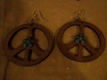 Wooden Peace Sign Earrings