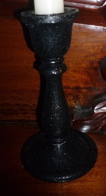 Gothic Black Glitter Candlestick