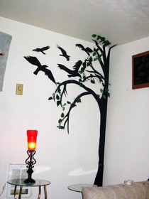 Creepy Black Poster Board Tree And Crows