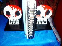 Wooden Goth Skull Book Ends