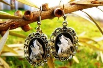 Howling Wolf Cameo Earrings