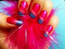 Blue & Pink Sparkly Nails