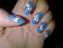 Blue & Sparkly Zebra Nails