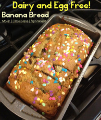 Moist Dairy & Egg Free Banana Bread With Chocolate And Sprinkles!