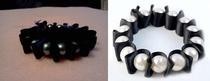Pearls Black Silk Wound Elastic Bracelet