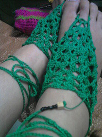Green Crocheted Barefoot Crochet