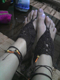 Brown Flower Design Barefoot Crochet :)
