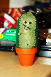 Happy Mustashioed Cactus Pincushion