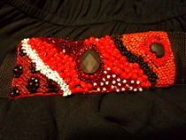 Red Beaded Cuff Bracelet