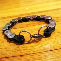 Black And Silver Bike Chain Bracelet