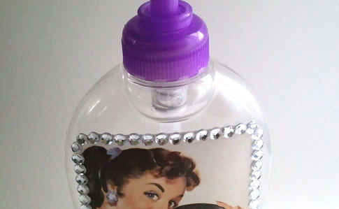 Decoupaged Pinup Girl Recycled Pump Bottle
