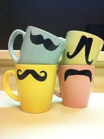 Vinyl Mustache Mugs 